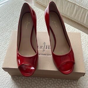 Cole Haan red peep toe pumps